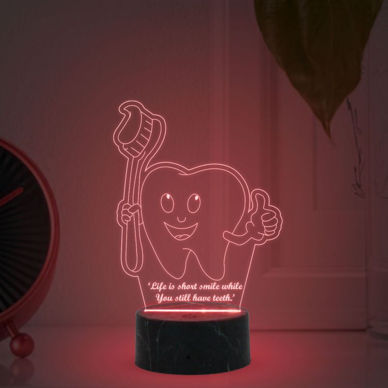 3D iIlusion Teeth Brush Night lamp with Multicolored Funny Dental Desk lamp